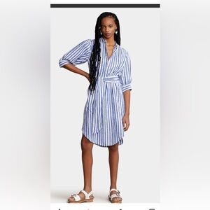 Polo by Ralph Lauren Asymmetrical Blue and White Striped Dress